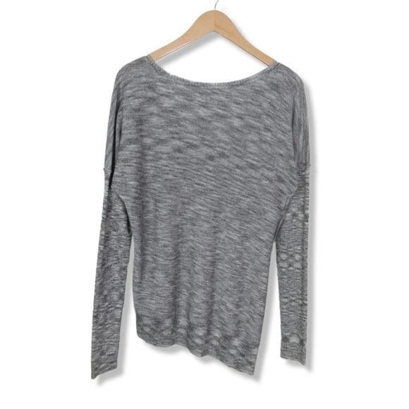 Margaret O'Leary Assymetric Trim Knit Top in Heather Gray Size Medium - Picture 3 of 5